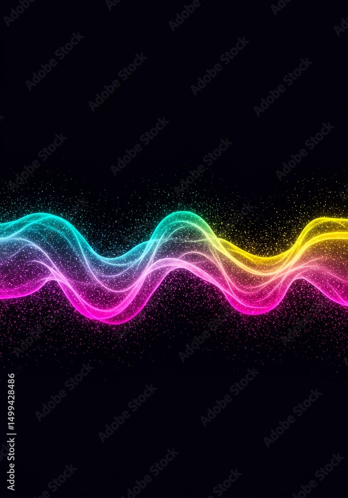 Canvas Prints rainbow wave abstract background - vibrant rainbow colored waves with sparkling particles on a black