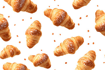 Vector seamless pattern of croissants on white background, for packaging design