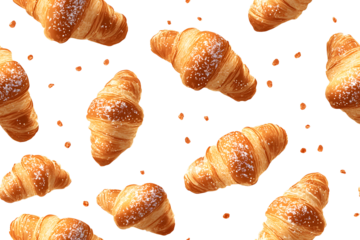 Vector seamless pattern of croissants on white background, for packaging design