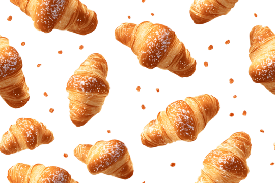 Vector seamless pattern of croissants on white background, for packaging design