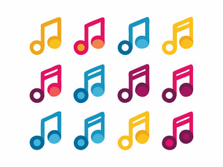 Seamless Pattern of Black Musical Notes on White Background