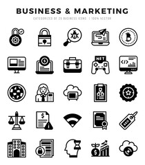Business & Marketing Icons Pack. Lineal Filled icons set. Lineal Filled icon collection set.