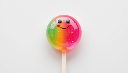 Obraz premium A happy colorful lollipop with smiling face
