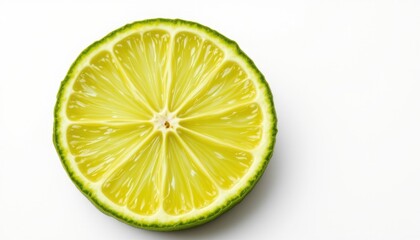 A close-up of a juicy lime slice, cut in half, displaying its fresh and vibrant segments