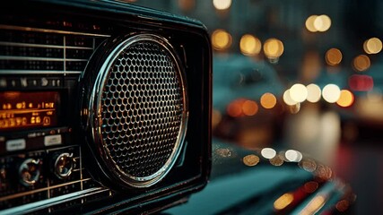 Vintage Radio in a Modern City: An old-fashioned radio sits amidst a vibrant city background, evoking a sense of nostalgia and the enduring power of sound.