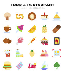 Food and Restaurant icons set. Collection of simple Flat web icons.
