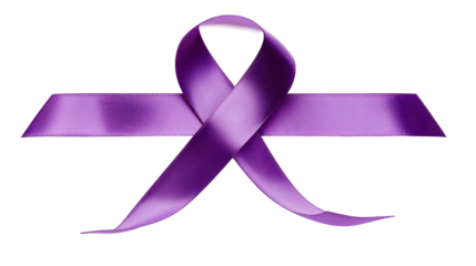 Purple ribbon symbolizing support for many causes on transparent background
