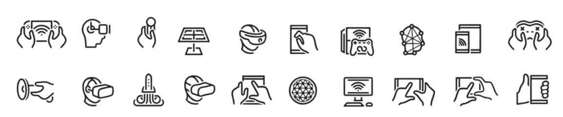Artificial intelligence virtual reality computer devices icons set