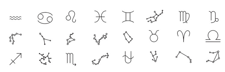 Astrology sign libra USA Aquarius astrology sign editable icon set