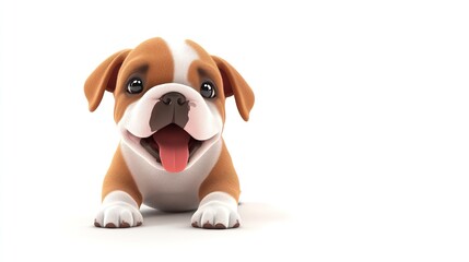 3D rendering of a cute dog isolated on white background.
