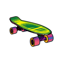 Original illustration of skateboard in vintage style. Design element. Print for clothes.