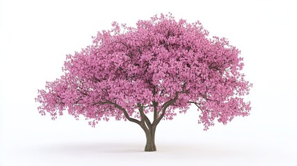 Obraz premium 3D pink tree isolated on white background.