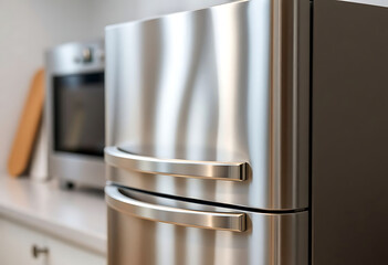 metallic refrigerator freezer sitting on top of a counter