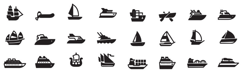 collection different types boats boats. vector