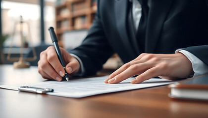 person in a suit writing on a piece of paper