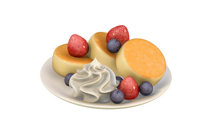 Cute 3D Pancakes with Berries and Whipped Cream