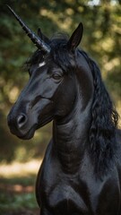 Obraz premium gorgerous beautiful black unicorn in natore