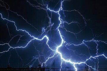 Blue lightning plasma and electrical background