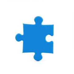 Obraz premium Blue puzzle piece isolated on white background for games, business, and education.