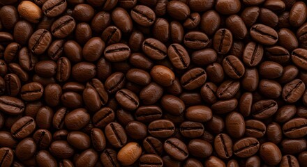 Fototapeta premium Rich Roasted Coffee Beans A Close-Up View of Dark Brown Coffee Beans, Perfect for Coffee Lovers and Beverage Enthusiasts