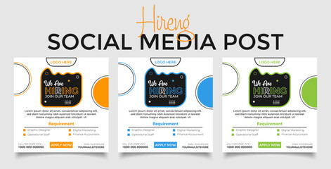  We are hiring job vacancy social media post banner join our team, We are hiring job vacancy social media post template, square web banner template design.