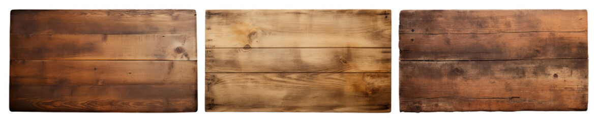 Obraz premium PNG Rustic wooden texture backgrounds, element set on transparent background
