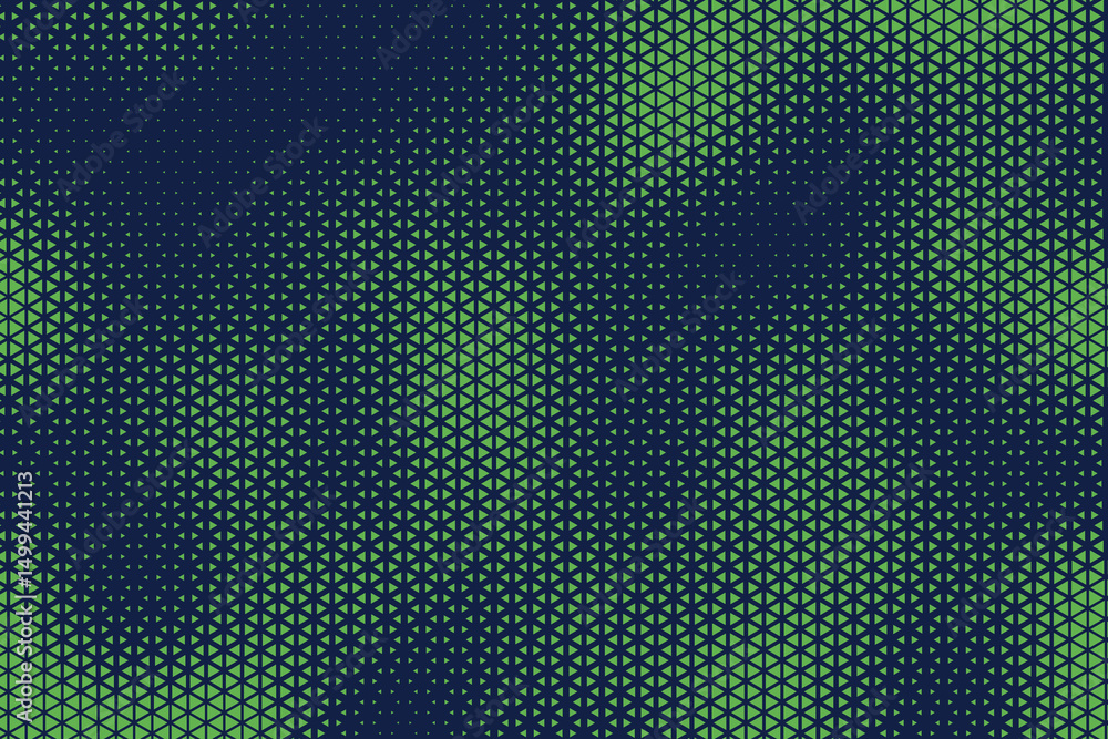 Fototapete Abstract background with blue and green, triangle dots. Triangle halftone geometric background. Halftone triangular retro 80s pattern. Minimal style retro dynamic wallpaper.	