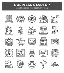 Collection of 25 Business Startup Icons: A Visual Guide to Launching Your Venture