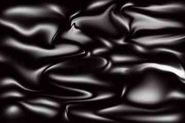 Obraz premium Black Shiny Folded Silk Satin Texture Background