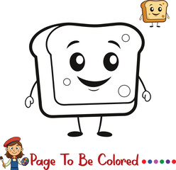 Smiling Bread Slice Coloring Page for Kids Printable Food Activity

