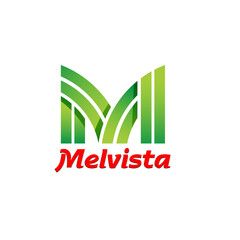Fototapeta premium Melvista Company logo design with green leaf symbol representing eco and health concept