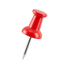 Single red push pin isolated on black background