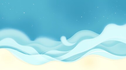 Fototapeta premium Serene Ocean Waves Crashing on Sandy Shore Abstract Illustration