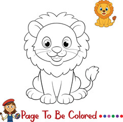 Cute Lion Coloring Page for Kids Printable Safari Animal Activity Sheet

