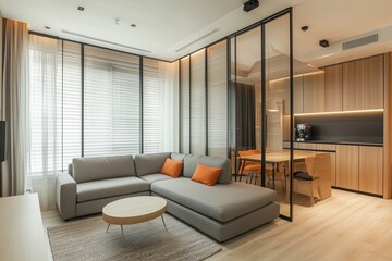 Fototapeta premium apartment design with grey and orange tones