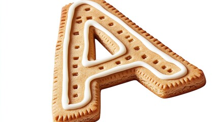 Obraz premium Alphabet Letter A Shaped Cookie Art On White Background. Creative Biscuit Design With Letter A Shape, Food Art Concept.