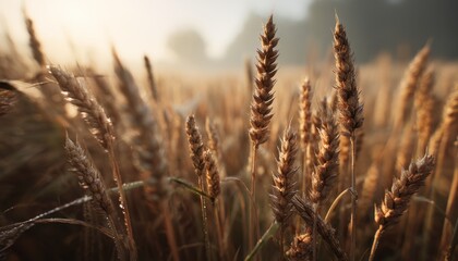 Złote zboże o wschodzie słońca