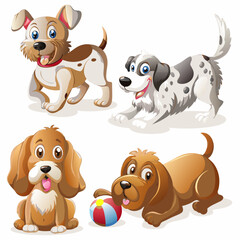 Obraz premium Cute group of isolated purebred domestic dogs and puppies