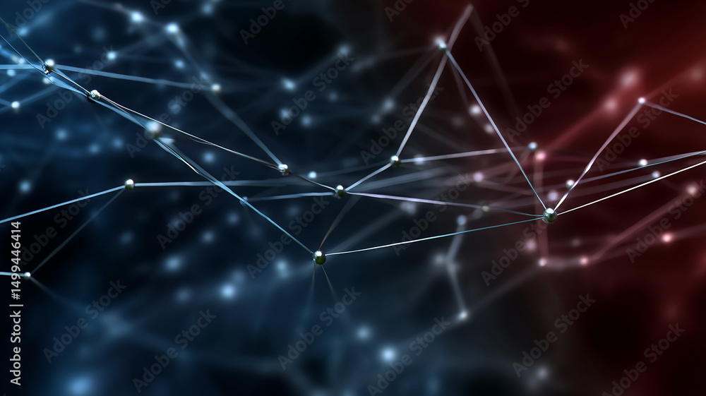 Poster stripes and lines forming an abstract network, futuristic gradient background