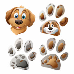 Obraz premium A funny set of cute cartoon puppy dog animal characters