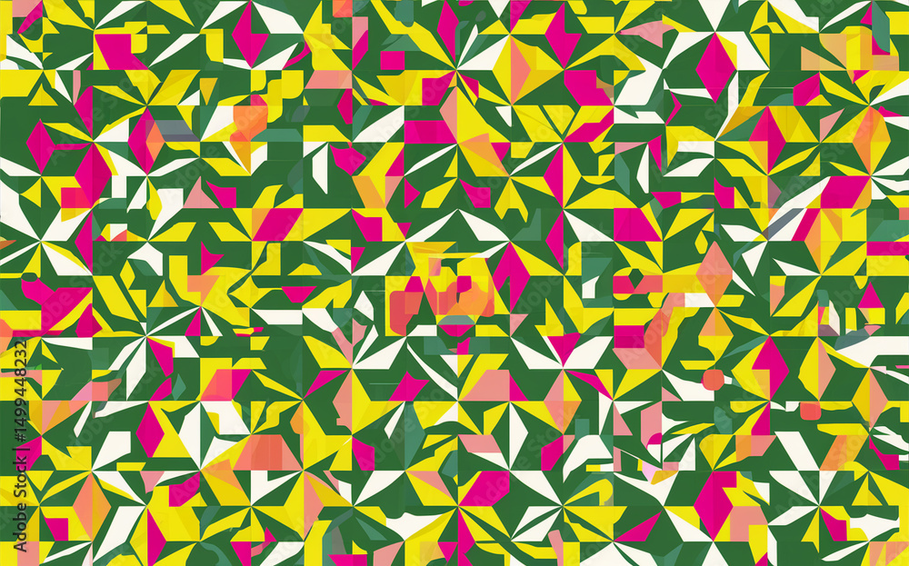 Poster geometric abstract art pattern with vibrant colors and angular shapes for modern design projects