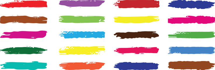 Colorful set paint, ink brush, brush strokes, brushes, lines, frames, box, grungy. Set of Grunge elements for social media. Paintbrush, brush strokes templates. Design rectangle text boxes