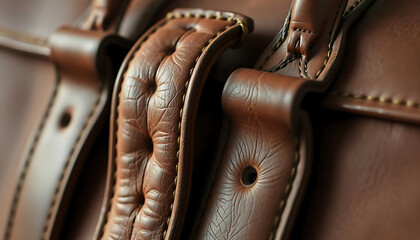 close up of a brown leather bag