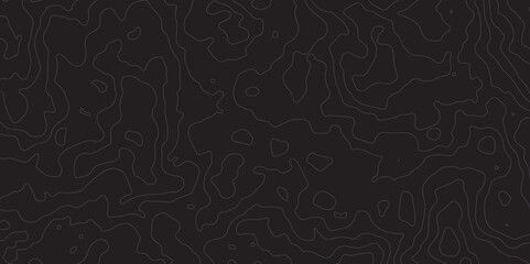 Abstract Topographic map design with Seamless pattern with lines on black background. geographic contour map paper texture. Retro topographic map. geographic mountain relief. terrain path isolated on 