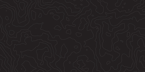 Abstract Topographic map design with Seamless pattern with lines on black background. geographic contour map paper texture. Retro topographic map. geographic mountain relief. terrain path isolated on 
