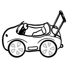 Car-like trolley for child cartoon outline illustration