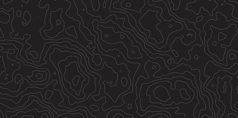 Abstract Topographic map design with Seamless pattern with lines on black background. geographic contour map paper texture. Retro topographic map. geographic mountain relief. terrain path isolated on 