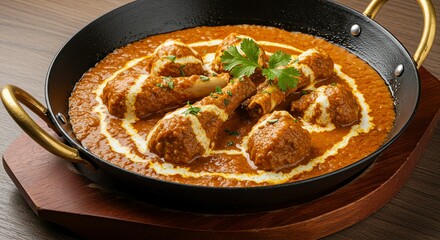 Lamb Curry with Cream in a Pan