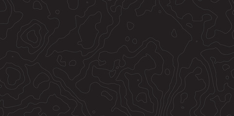 Abstract Topographic map design with Seamless pattern with lines on black background. geographic contour map paper texture. Retro topographic map. geographic mountain relief. terrain path isolated 