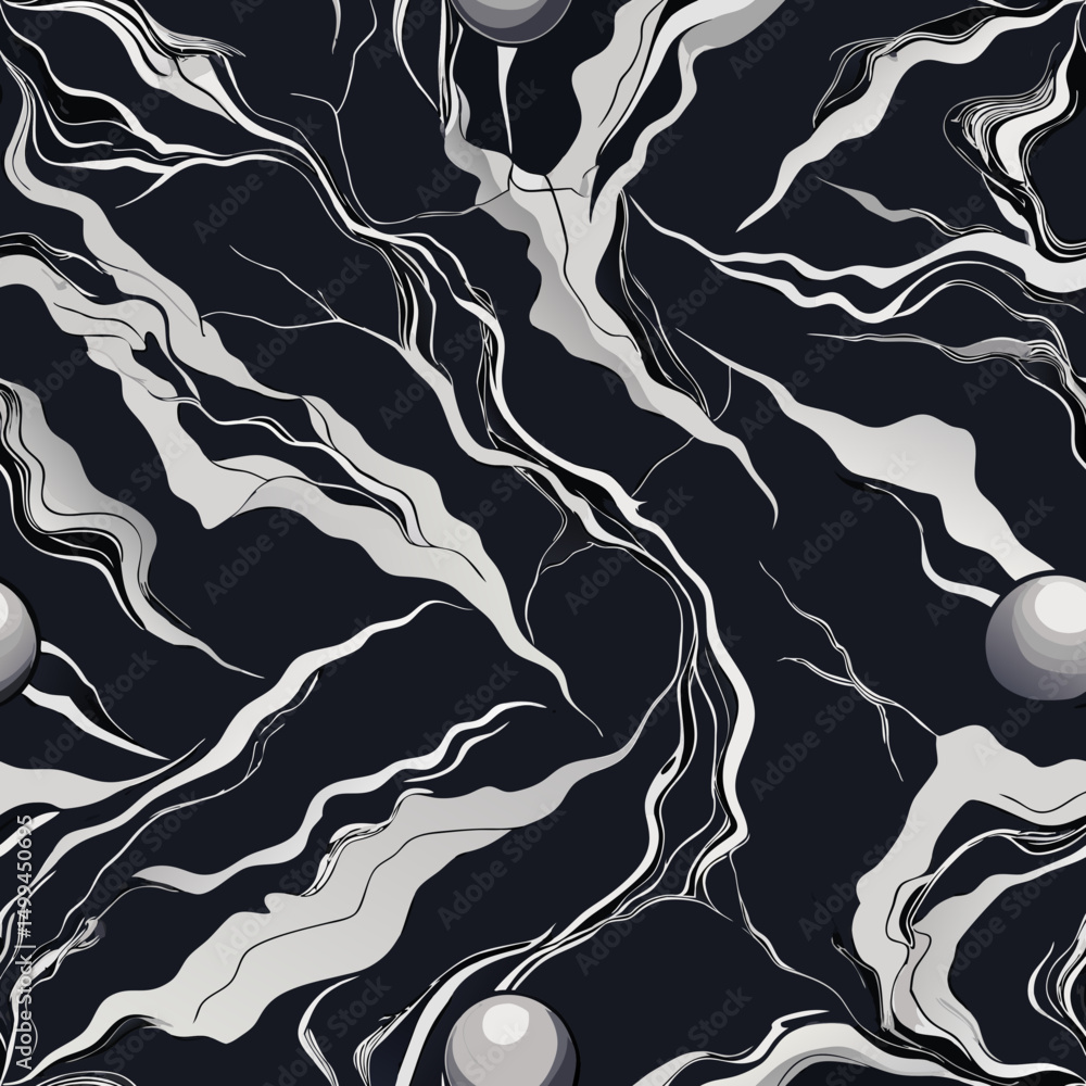 Poster abstract seamless vector pattern with wavy lines and circles